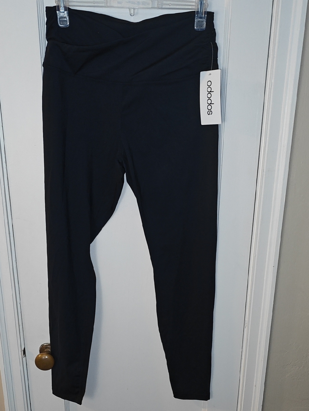 Ododos Black High-Rise Fold-Over Waist Leggings